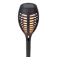 3 Set LED earth spit "torch" 58 cm made of gray plastic, with integrated LED, solar light for outside