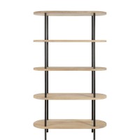 J-Line Rek Eli 5Planken Mango Hout/Staal Naturel/Grijs