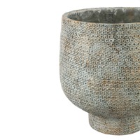 Laim Grey Cement Round Pot Dots Pattern On Base L