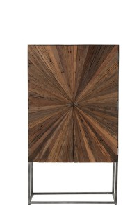 J-Line Bar Cabinet Shanil 2 Doors Wood/Iron Natural/Gray