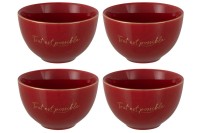 J-Line Tout Est Possible bowl - porcelain - red - 4x