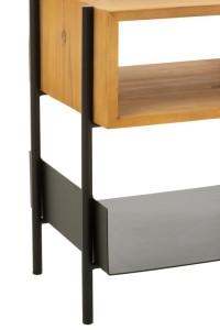 J-Line Tina bedside table - wood/metal - natural/black