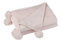 J-Line Plaid Pompom - polyester - light pink - 170 x 130 cm