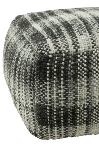 J-Line Pouf Square Checked Wool Grey/Black