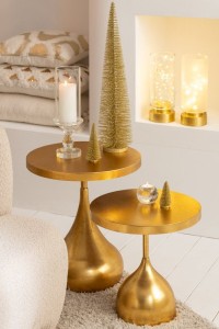 J-Line Set of 2 Side Tables Drop Metal Gold