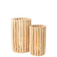 J-Line Set Van 2 Lantaarn Teck Naturel