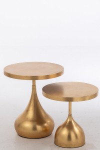 J-Line Set of 2 Side Tables Drop Metal Gold