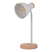 "Marie" desk lamp made of metal and wood, E14, white, 36.5 cm high