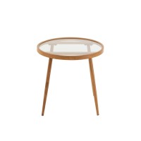 J-Line bijzettafel Rond - metaal/glas - naturel