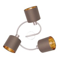 3-seater wall and ceiling rondel "Maron" made of metal-satin-matt with fabric umbrellas in brown, with E14 socket, lamp for living room, dining room, hallway and office, 28.5 cm diameter