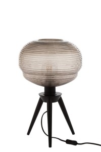 J-Line table lamp Teri Tripod - glass/wood - gray/black