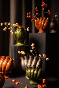 Gylian Bronze Tubes Shaped Ceramic Vase L