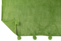 J-Line Plaid Pompom - polyester - grasgroen - 170 x 130 cm