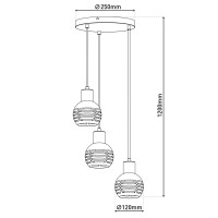 3-zits hanglamp "Casco" hangende lamp gemaakt van metaal in zwart en goud, met E27-versies. Stijlvolle verlichting voor woonkamer, eetkamer of keuken.