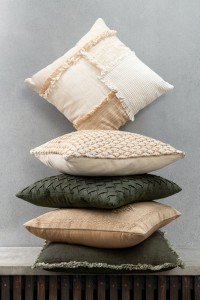 J-Line cushion Embroidery - cotton - beige