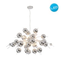 Pendant lamp "explosion" chrome made of metal and glass, G9 versions, hanging lamp for dining room, living room, hallway or office, Øca. 98 cm