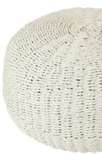 J-Line Pouf Round Woven Plastic White