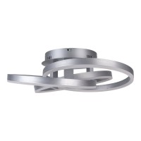Smart Home LED ceiling light "Divora" Ø 58cm, ceiling lamp made of metal, aluminum brushed and white plastic, with many functions, firmly built -in LEDs, lighting for living room, dining room office or hallway