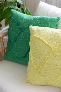 J-Line cushion Leaves - cotton - dark green