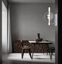 LED Wandleuchte "NOVA" chrom aus Metall und Rauchglas, mit integrierter LED, 31,3 cm hoch