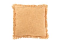 J-Line cushion Fringe - cotton.velvet = ocher