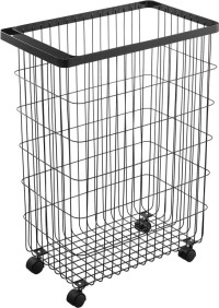 Yamazaki Laundry basket with wheels - Tower - Black