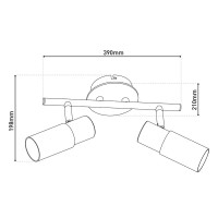 2 wall ceiling spot "Todtnau", metal, wood and plastic, E14, 39 cm long