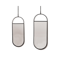 Mirror - Round Wall Mirrors - Metal - Black - 22x60|9x50cm