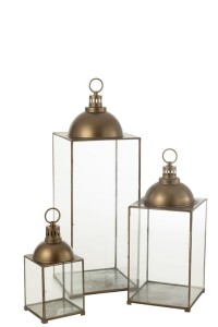 J-Line lantern Hagrid - glass/iron - bronze - large