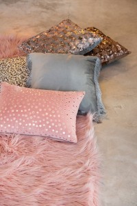 J-Line cushion Mirror Rectangle - cotton - pink/silver