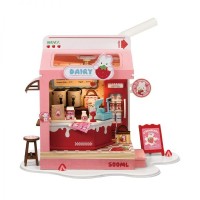 Robotime, DIY Huisje Strawberry Milk House, DS034, 15,5x11,6x18,3cm