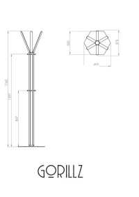 Gorillz Molto - Industrial - Standing Coat Rack - 14 Coat Hooks - Yellow