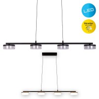 LED pendant lamp "Cimo" made of metal and plastic in black, with integrated LED, length 96 cm