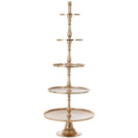 J-Line Plateau 5 Niveaus Rond Aluminium Goud