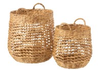 J-Line set of 2 baskets - water hyacinth - natural