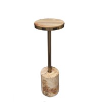 Mody Natural Petrified Wood Sidetable On Base Rnd