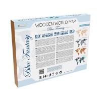 Eco Wood Art Wooden Wall Puzzle World Map Blue Size S, 2611,100x55x1.2cm