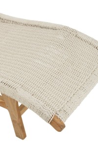 J-Line lounger + cushion Woven - plastic/teak - white