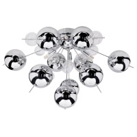 Ceiling lamp "explosion" chrome made of metal and glass, G9 versions, ceiling lamp for dining room, living room, hallway or office, Ø57 cm