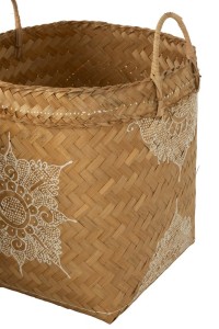 J-Line basket Drawing - bamboo - white/natural - 3 pieces