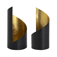 Candle holder set 2-piece tea light holder Kevin cylindrical black matt gold-plated inside