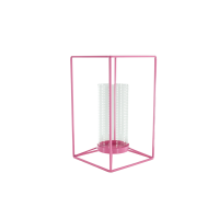 Latern - Metal/Glass - Pink - 12,5x12,5x20cm