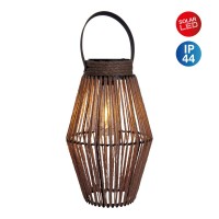 LED solar light "Korbinian" for garden and terrace, decorative lamp made of metal and plastic cord covering in nature, LEDs firmly installed, solar lamp for outside 30 x 18 cm