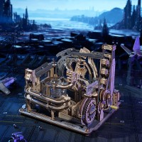 Robotime, 3D DIY Houten Modelbouwpakket Marble Run, Marble Spaceport, LGC01, 32x8,5x24cm