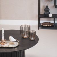 Candle holder - Metal - Black/Gold - S2 -13x13x16cm|9x9x11cm
