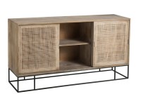 J-Line Woven Reed cabinet - 3 sliding doors - wood/metal - natural
