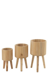 J-Line flower pots Classic - wood - natural - Ø 27.00 cm - 3 pieces