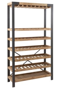 J-Line wine rack 50 bottles + glasses - wood/metal - nbaturel