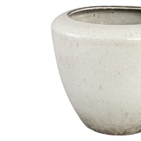 Kyleigh Beige Round Ceramic Pot Smooth Low XL