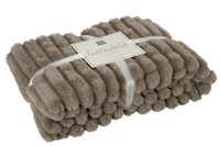 J-Line Plaid corduroy - polyester - muisgrijs - 180 x 130 cm
